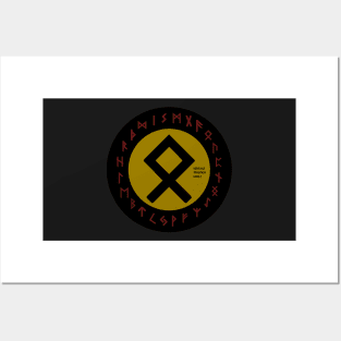 Yellow Othala Futhark Rune Symbol Posters and Art